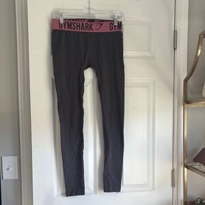 Gymshark fit seamless leggings size small charcoal grey with a pink waistband